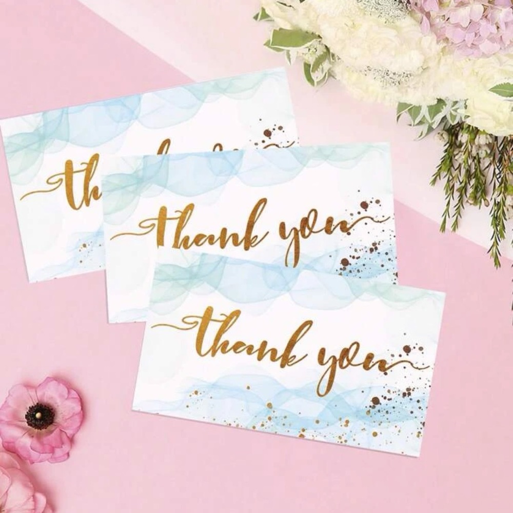 Blue WaterColor Thank You Cards